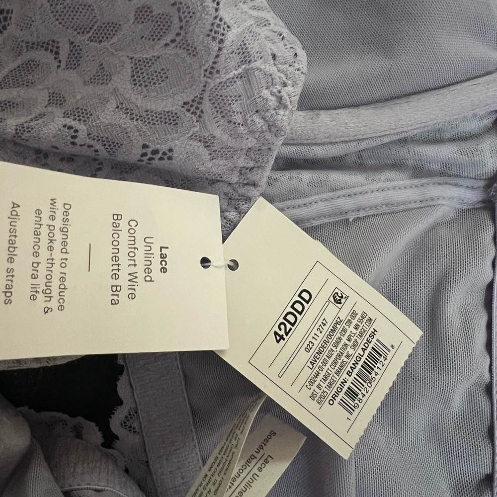 Women's Lace Unlined Balconette Bra - Auden™ Lavender 42D & 46DDD NWT - Picture 9 of 14